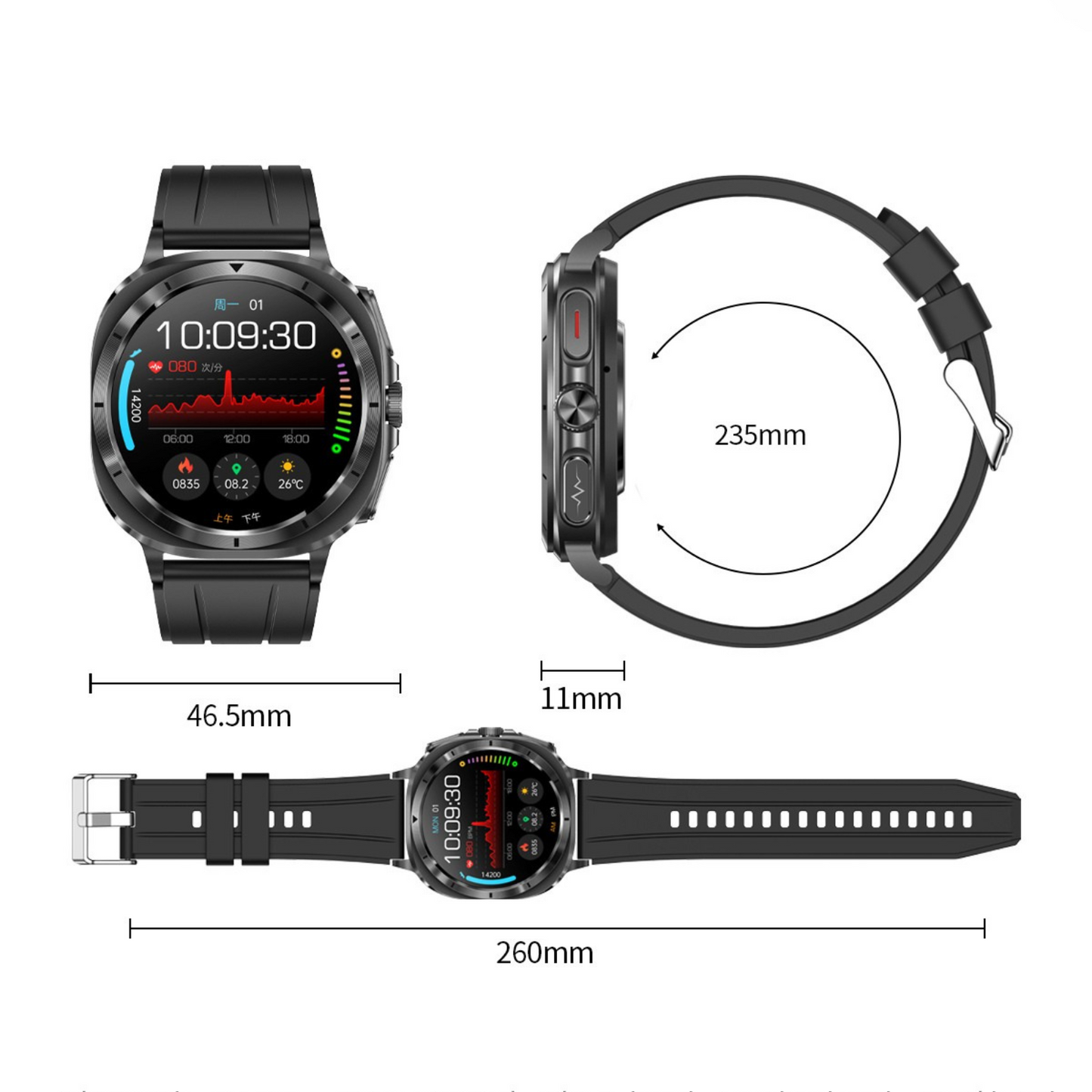 MedWatch™ Fettle - Smart Watch 1.43inch Amoled ECG Health Monitoring Voice Assistant SOS Outdoor Sports Fitness Tracker