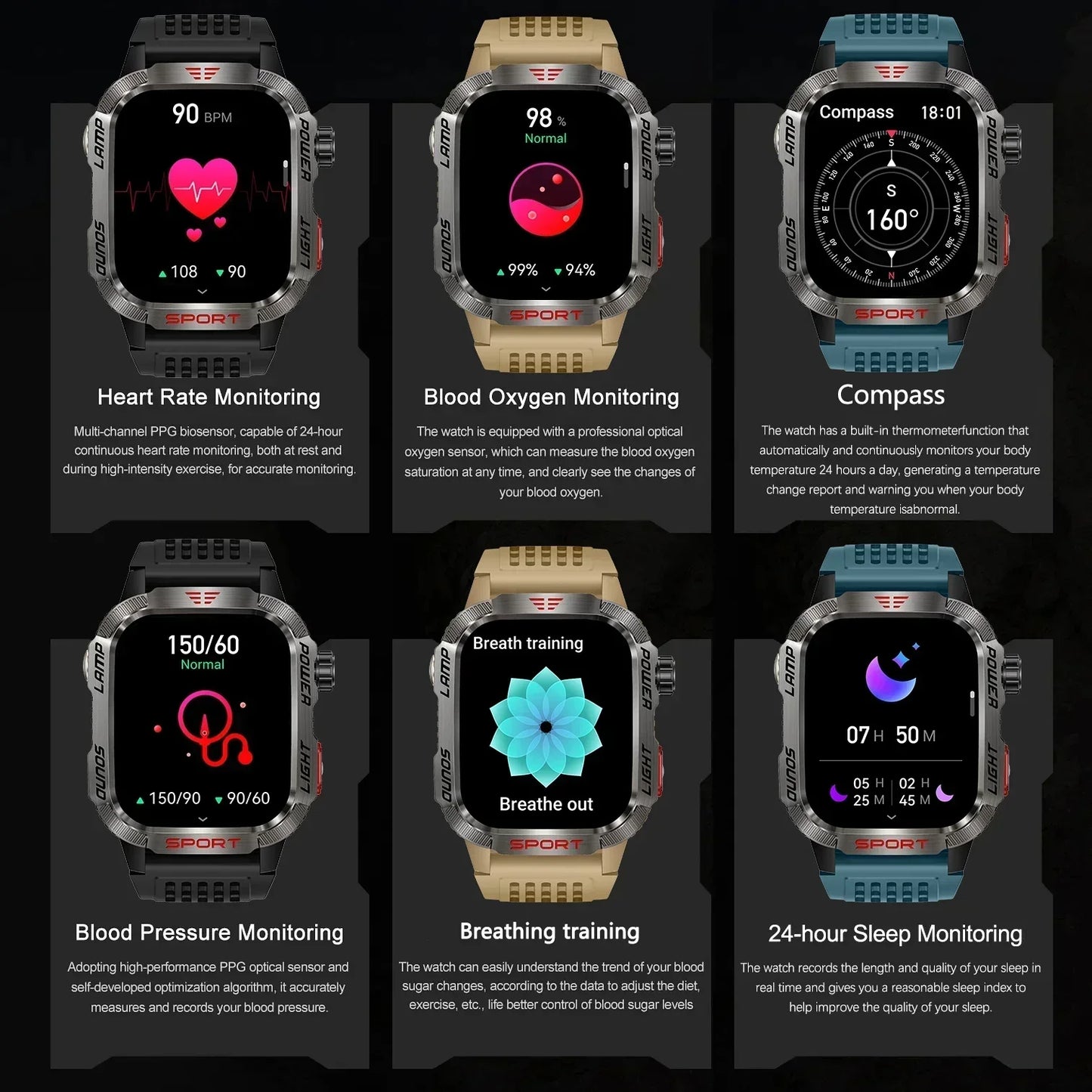 MedWatch™ Endurance - Smart Watch Men 1.96 inch GPS Compass IP68 Bluetooth call Outdoor Sports Fitness Tracker Smartwatch