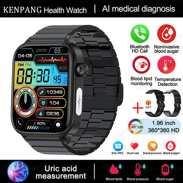MedWatch™ Gunuine - Lipids Uric Acid Blood Glucose Monitoring Smart Watch, ECG+PPG Fitness Tracker