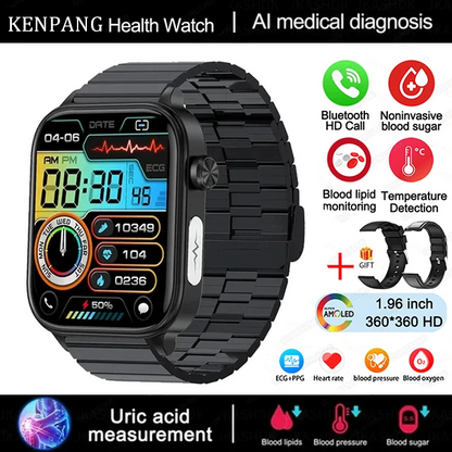 MedWatch™ Gunuine - Lipids Uric Acid Blood Glucose Monitoring Smart Watch, ECG+PPG Fitness Tracker