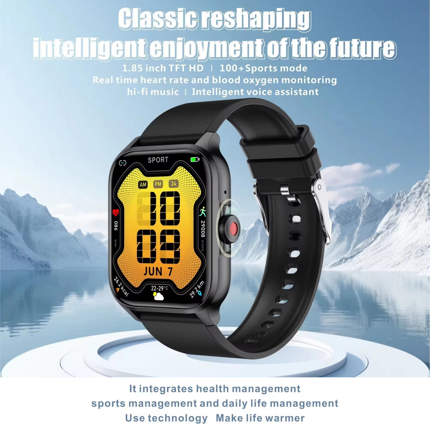 MedWatch™ Amara - Smart Watch 1.85inch Health Monitoring AI Voice Assistant Men Women Fashion Smartwatch Sport Fitness Tracker