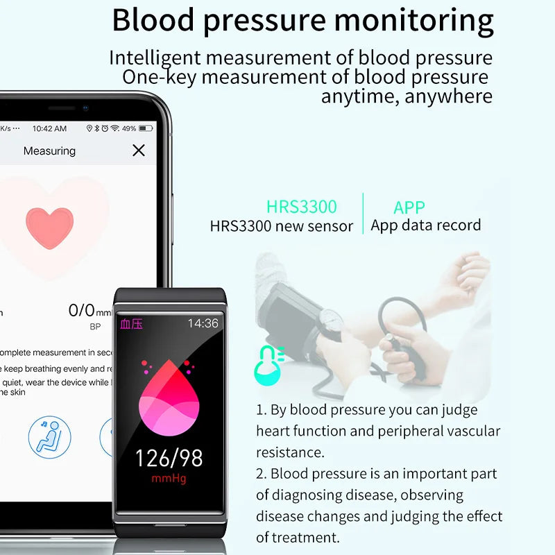 MedWatch™ Splendor - Smartwatch 1.9 Inch IP68 Waterproof Sport Heart Rate Blood Pressure Android IOS