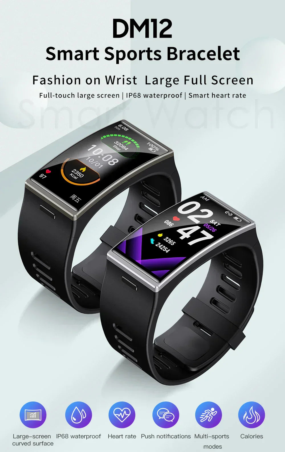 MedWatch™ Splendor - Smartwatch 1.9 Inch IP68 Waterproof Sport Heart Rate Blood Pressure Android IOS