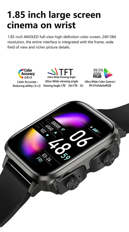 MedWatch™ Unite -Smart Watch With Bluetooth Earphone Waterproof, Touch Big Display Screen Best Relog Inteligente