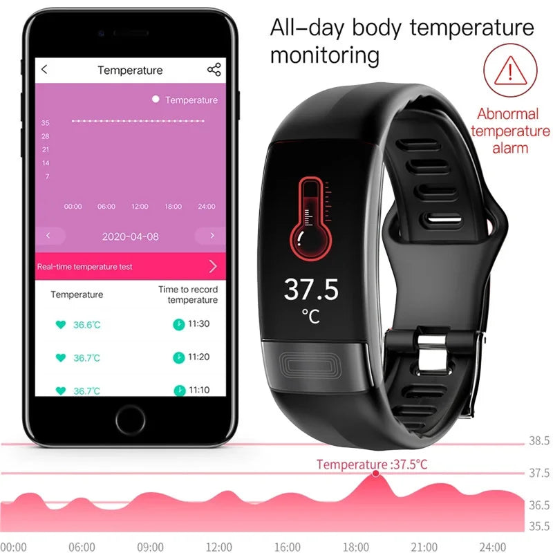 MedWatch™ Energy - Smart Bracelet Body Temperature Monitoring Smart Wristbands ECG PPG Smart Watch Heart Rate Blood Pressure