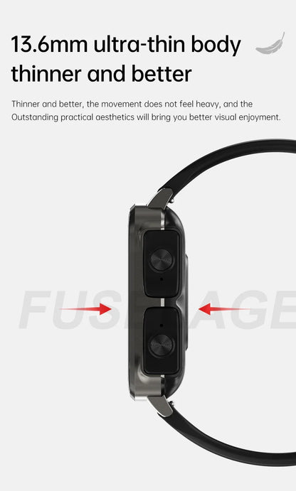 MedWatch™ Unite -Smart Watch With Bluetooth Earphone Waterproof, Touch Big Display Screen Best Relog Inteligente