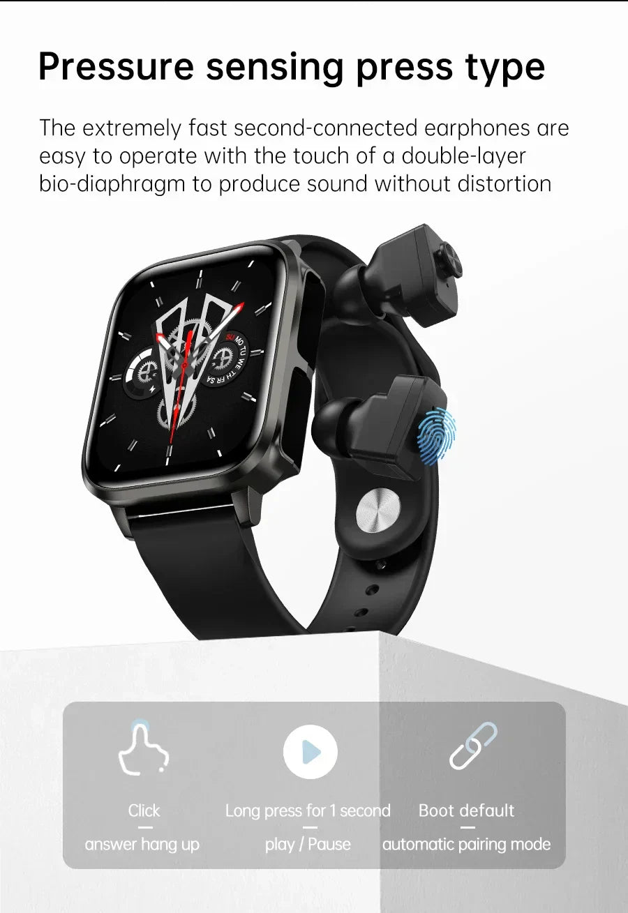 MedWatch™ Unite -Smart Watch With Bluetooth Earphone Waterproof, Touch Big Display Screen Best Relog Inteligente