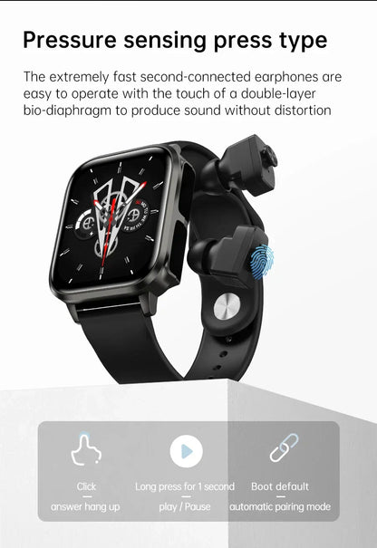 MedWatch™ Unite -Smart Watch With Bluetooth Earphone Waterproof, Touch Big Display Screen Best Relog Inteligente