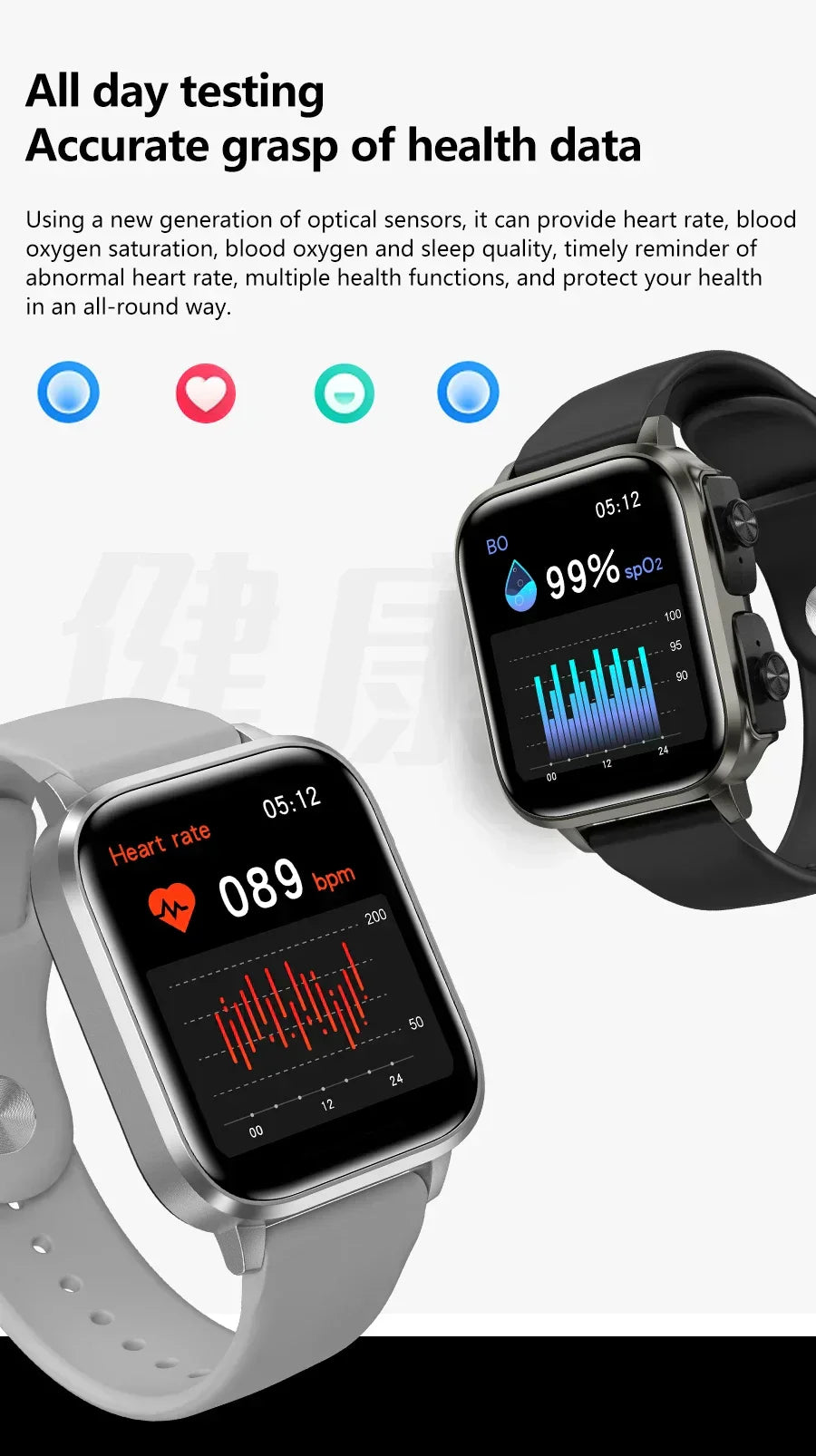 MedWatch™ Unite -Smart Watch With Bluetooth Earphone Waterproof, Touch Big Display Screen Best Relog Inteligente
