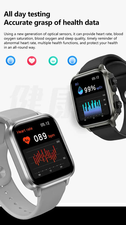 MedWatch™ Unite -Smart Watch With Bluetooth Earphone Waterproof, Touch Big Display Screen Best Relog Inteligente
