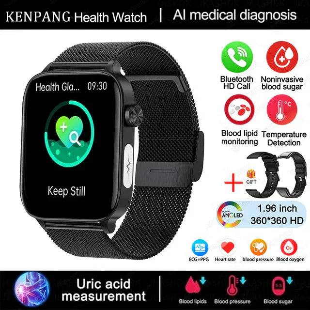 MedWatch™ Gunuine - Lipids Uric Acid Blood Glucose Monitoring Smart Watch, ECG+PPG Fitness Tracker