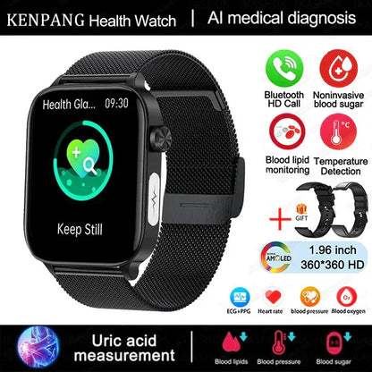 MedWatch™ Gunuine - Lipids Uric Acid Blood Glucose Monitoring Smart Watch, ECG+PPG Fitness Tracker
