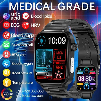 MedWatch™ Gunuine - Lipids Uric Acid Blood Glucose Monitoring Smart Watch, ECG+PPG Fitness Tracker