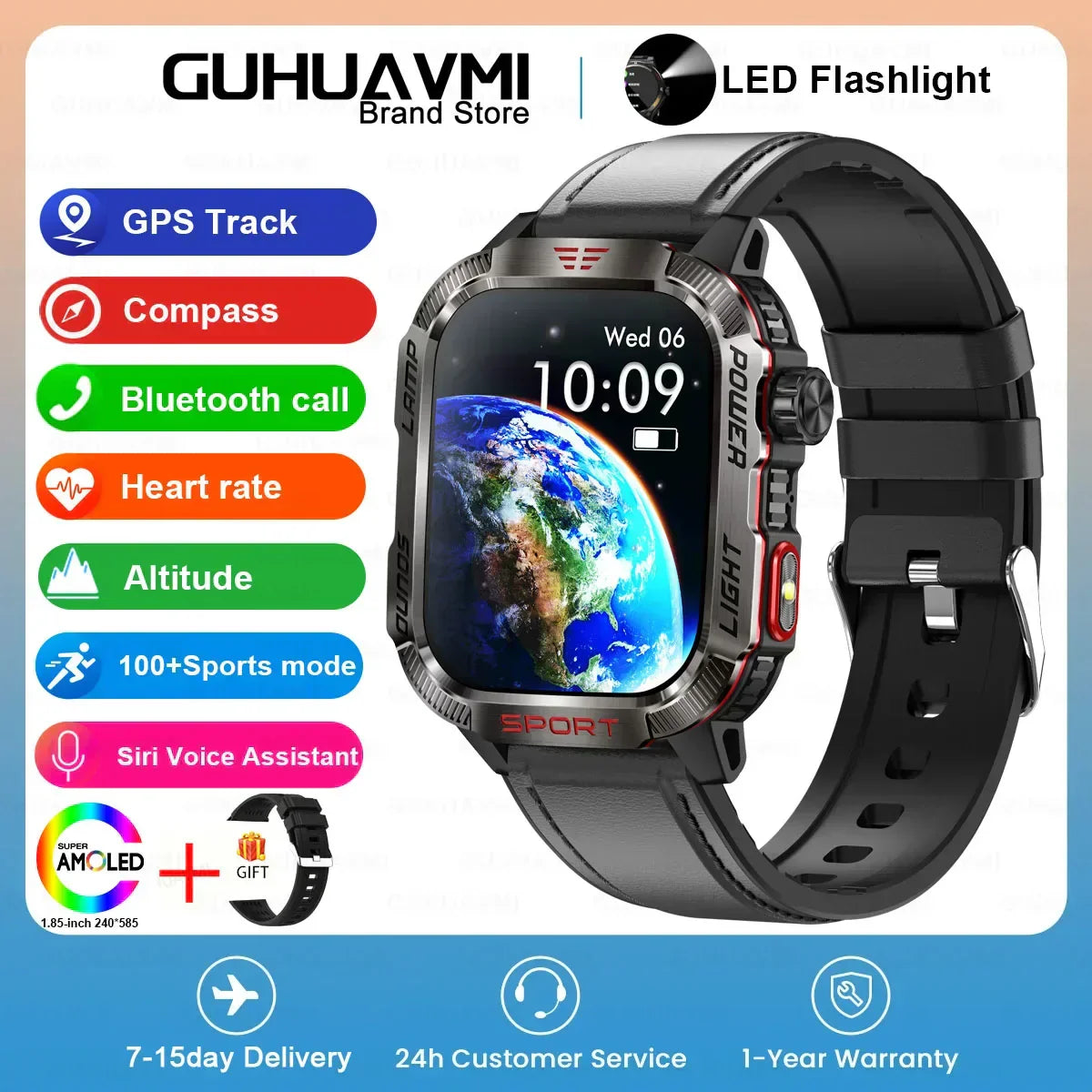 MedWatch™ Endurance - Smart Watch Men 1.96 inch GPS Compass IP68 Bluetooth call Outdoor Sports Fitness Tracker Smartwatch