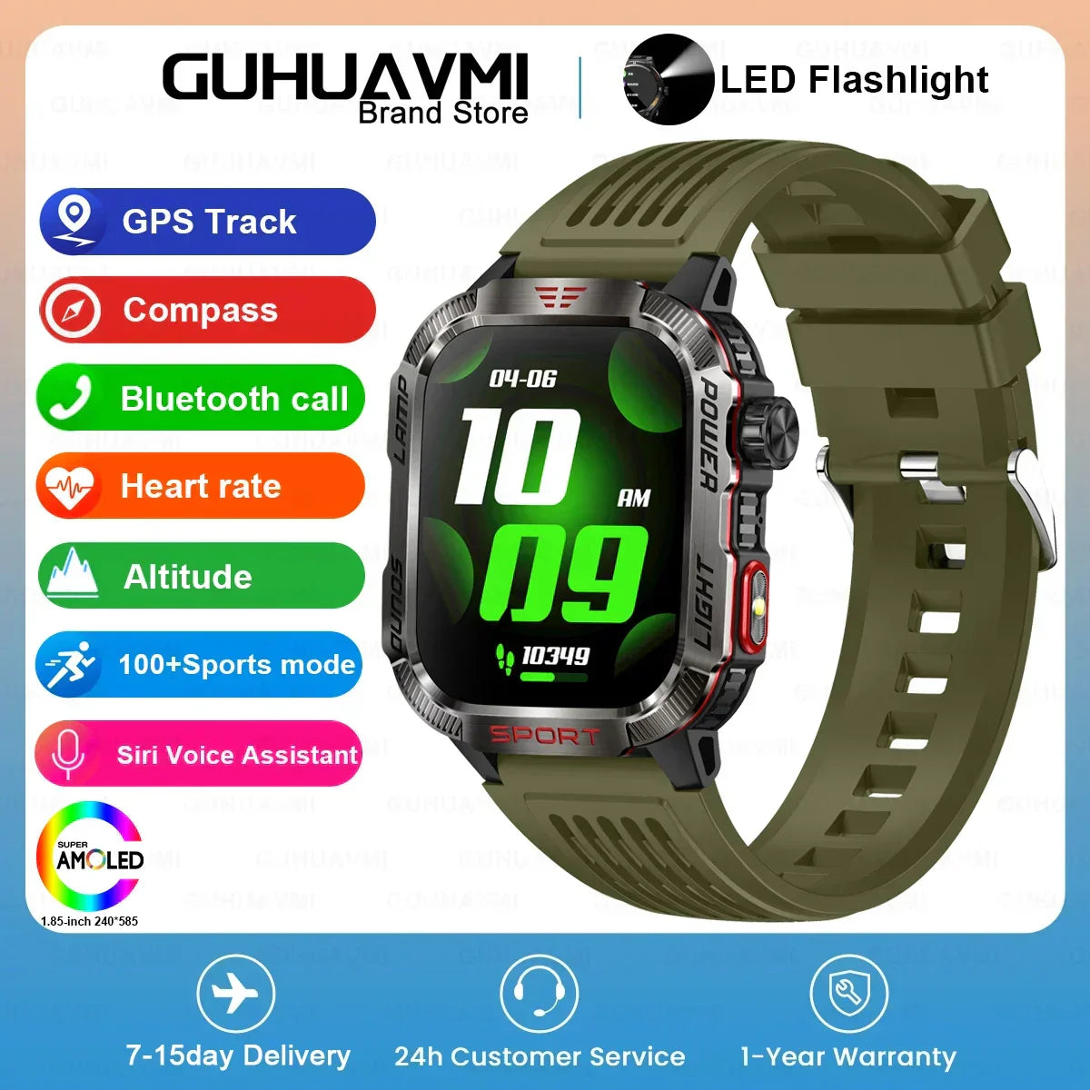 MedWatch™ Endurance - Smart Watch Men 1.96 inch GPS Compass IP68 Bluetooth call Outdoor Sports Fitness Tracker Smartwatch