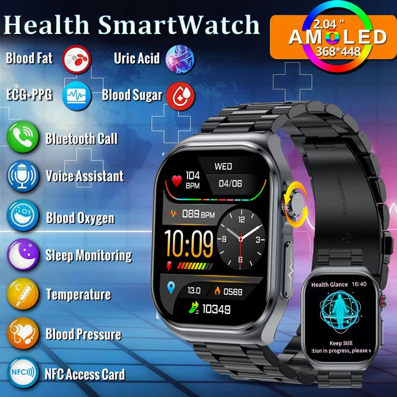MedWatch™ Versa - New Uric Acid Blood Fat Smartwatch ECG Heart Rate Blood Pressure Blood Glucose Health Monitoring