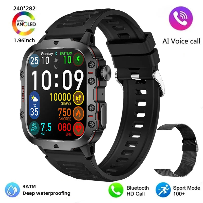 MedWatch™ Apache - New 420mAh large battery outdoor sports men's smartwatch 1.96 inches 240 * 282 multi sport mode 100