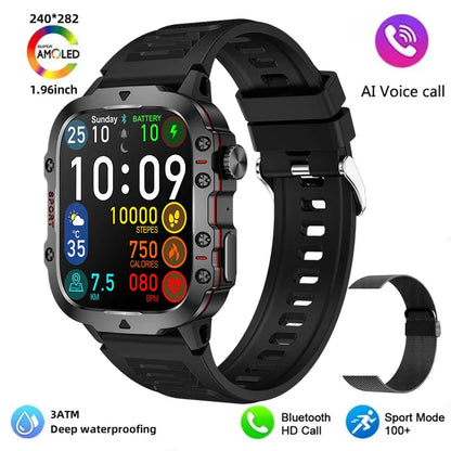 MedWatch™ Apache - New 420mAh large battery outdoor sports men's smartwatch 1.96 inches 240 * 282 multi sport mode 100