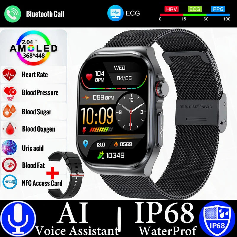 MedWatch™ Versa - New Uric Acid Blood Fat Smartwatch ECG Heart Rate Blood Pressure Blood Glucose Health Monitoring