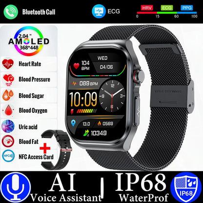 MedWatch™ Versa - New Uric Acid Blood Fat Smartwatch ECG Heart Rate Blood Pressure Blood Glucose Health Monitoring