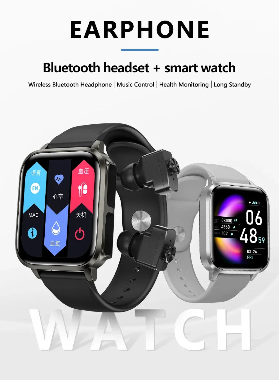 MedWatch™ Unite -Smart Watch With Bluetooth Earphone Waterproof, Touch Big Display Screen Best Relog Inteligente
