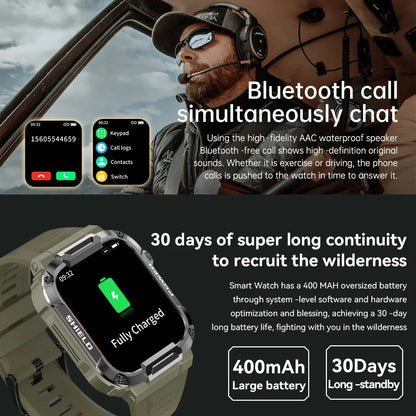 MedWatch™ Strive - Men Smart Watch Military Healthy Monitor AI Voice Bluetooth Call Fitness Waterproof Sports Smartwatch