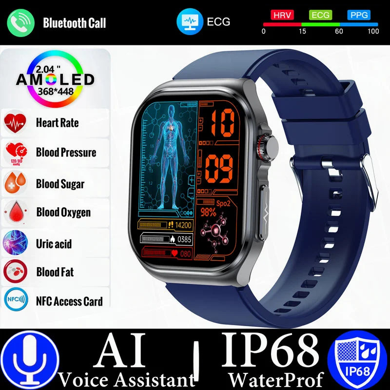 MedWatch™ Versa - New Uric Acid Blood Fat Smartwatch ECG Heart Rate Blood Pressure Blood Glucose Health Monitoring