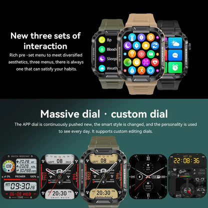 MedWatch™ Strive - Men Smart Watch Military Healthy Monitor AI Voice Bluetooth Call Fitness Waterproof Sports Smartwatch