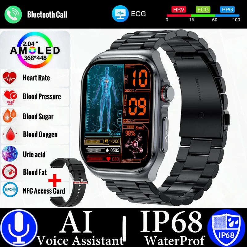 MedWatch™ Versa - New Uric Acid Blood Fat Smartwatch ECG Heart Rate Blood Pressure Blood Glucose Health Monitoring