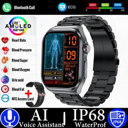 MedWatch™ Versa - New Uric Acid Blood Fat Smartwatch ECG Heart Rate Blood Pressure Blood Glucose Health Monitoring