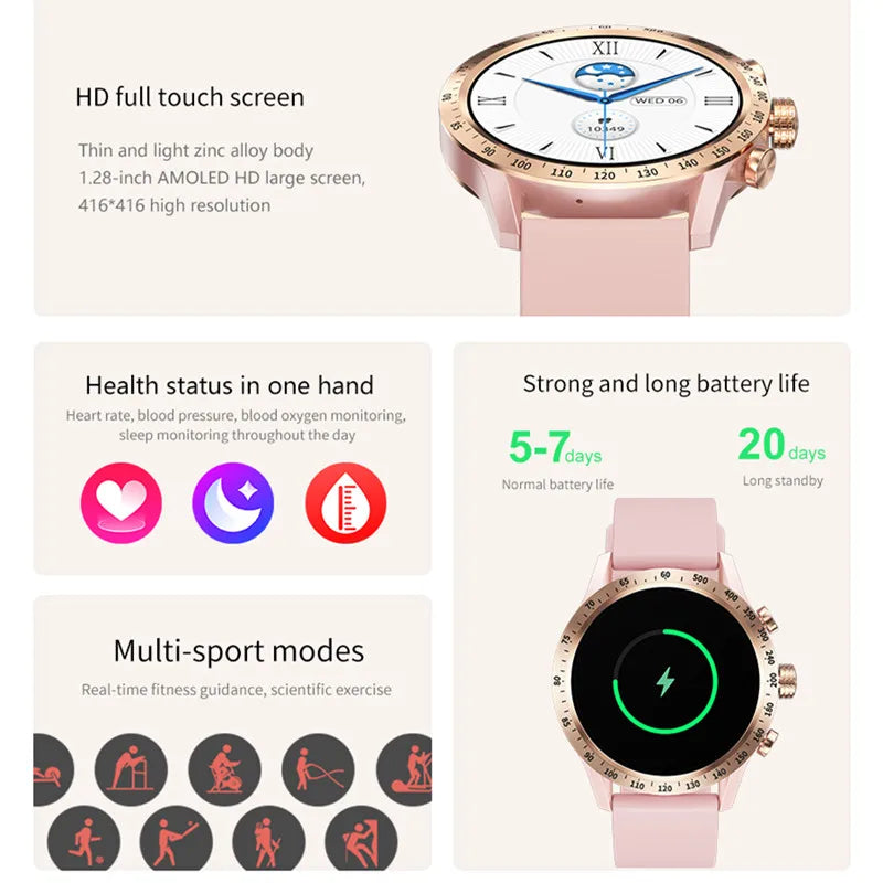 MedWatch™ HT20 - Smart Watch Women Fashion 1.28inch Amoled Bluetooth Call AI Voice Health